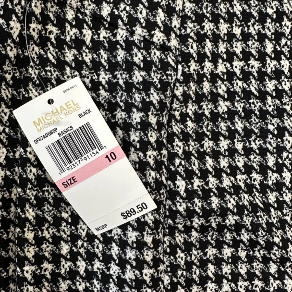 *MICHAEL KORS* Black x White Houndstooth Plain Stretch Skirt Size 10 NWT